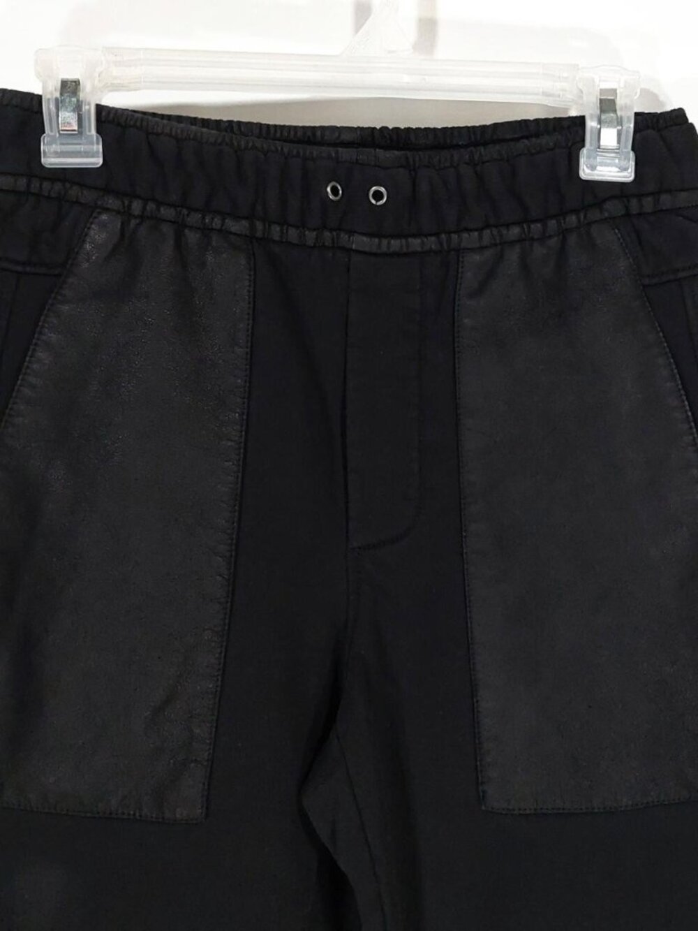 HELMUT LANG Black Jogger Goat Leather Trim Women's Sweatpants Joggers. Sz XS-S. - Picture 3 of 8
